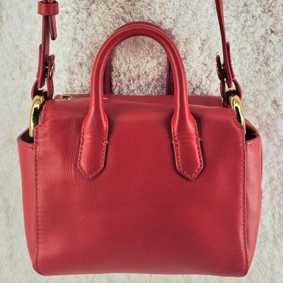 J CREW Red Smooth Leather Mini Harper Top Handle Satchel Crossbody NWT - Picture 13 of 15